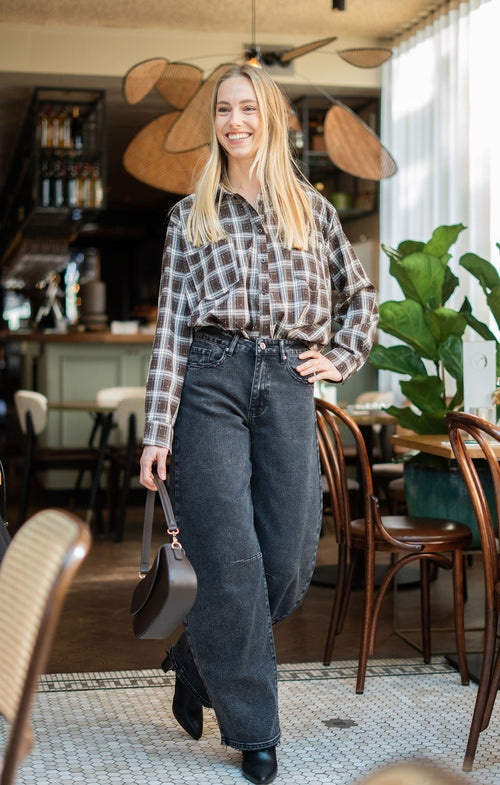 Barrel jeans Queen Hearts donkergrijs
