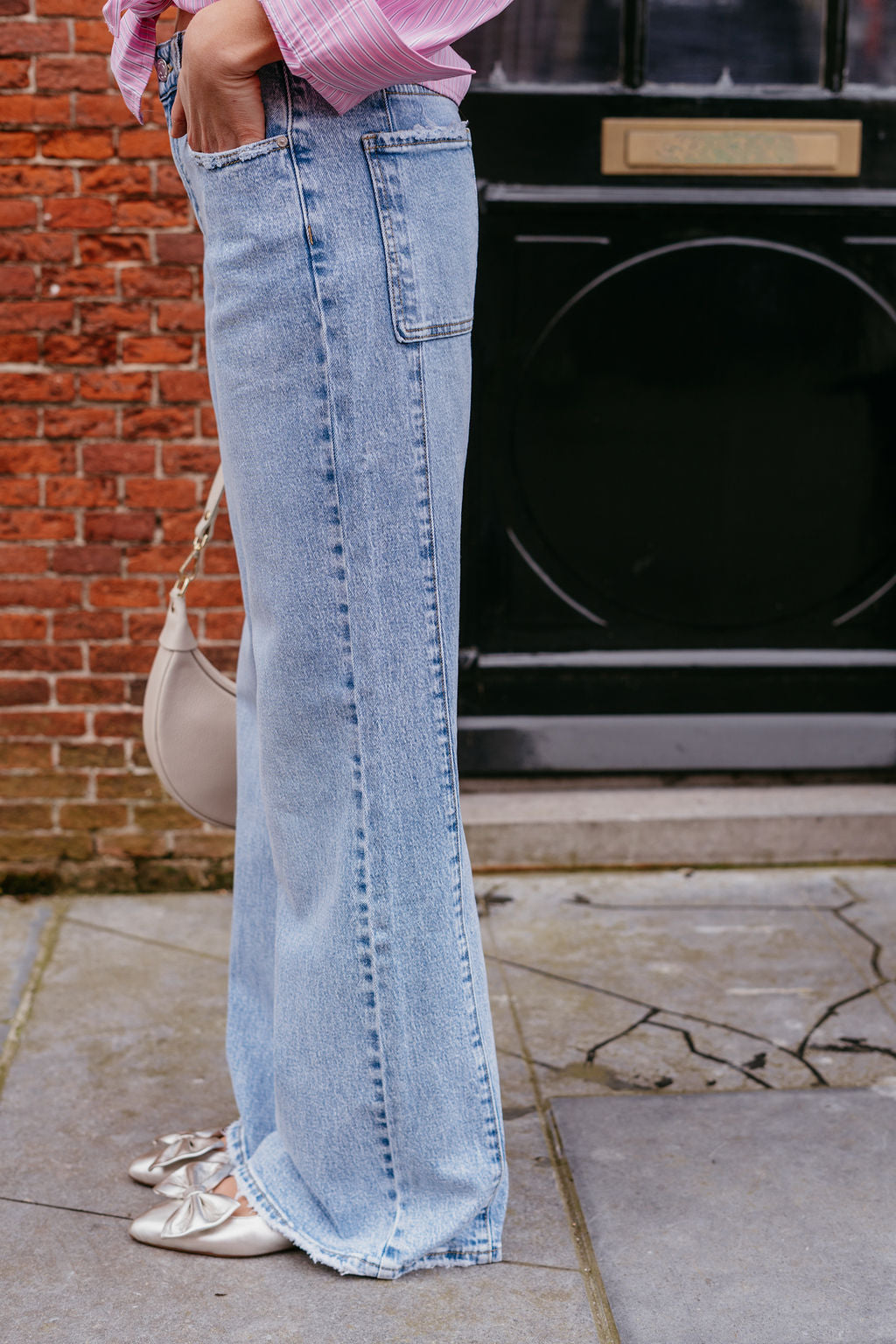 Jeans wide leg Queen Hearts blauw