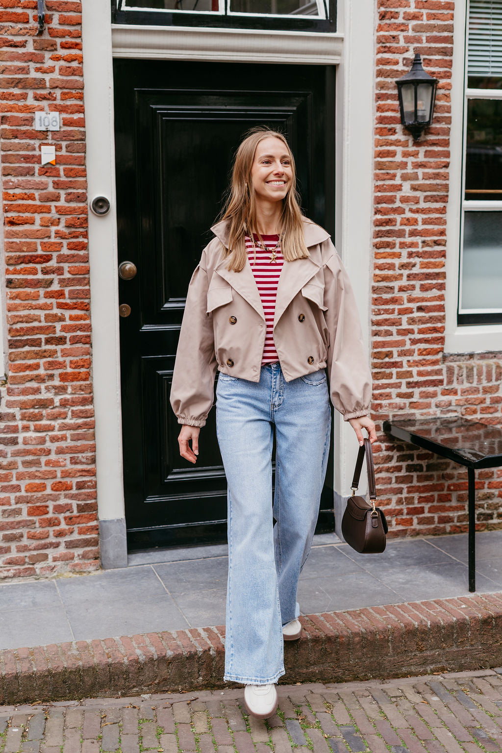 Trenchcoat kort beige