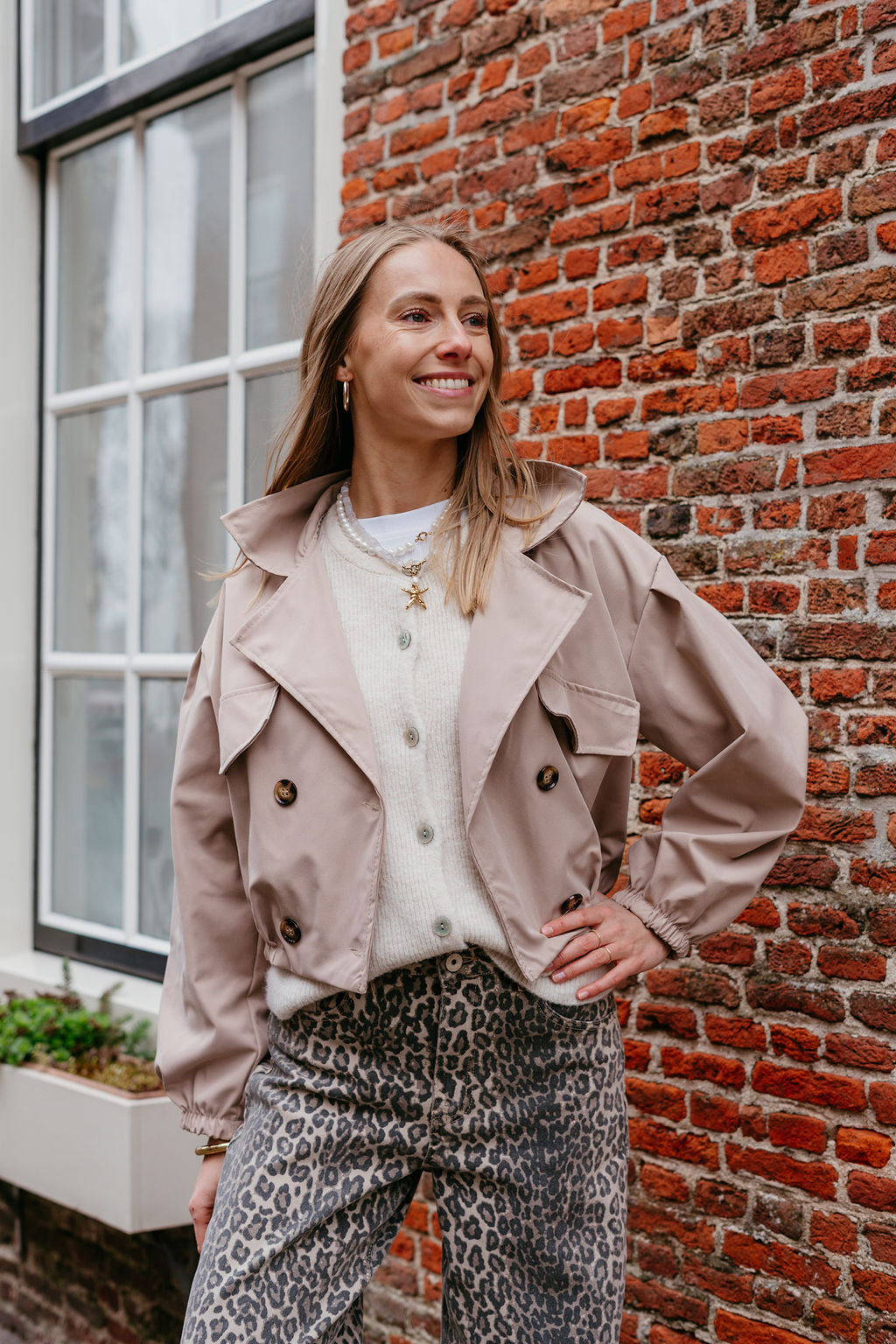 Trenchcoat kort beige