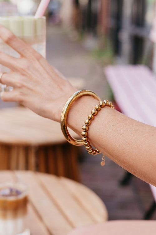 Armband gouden kralen stainless steel