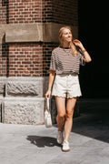 Jeans short beige golvende zoom