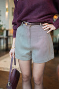 Geruite short bordeaux rood beige