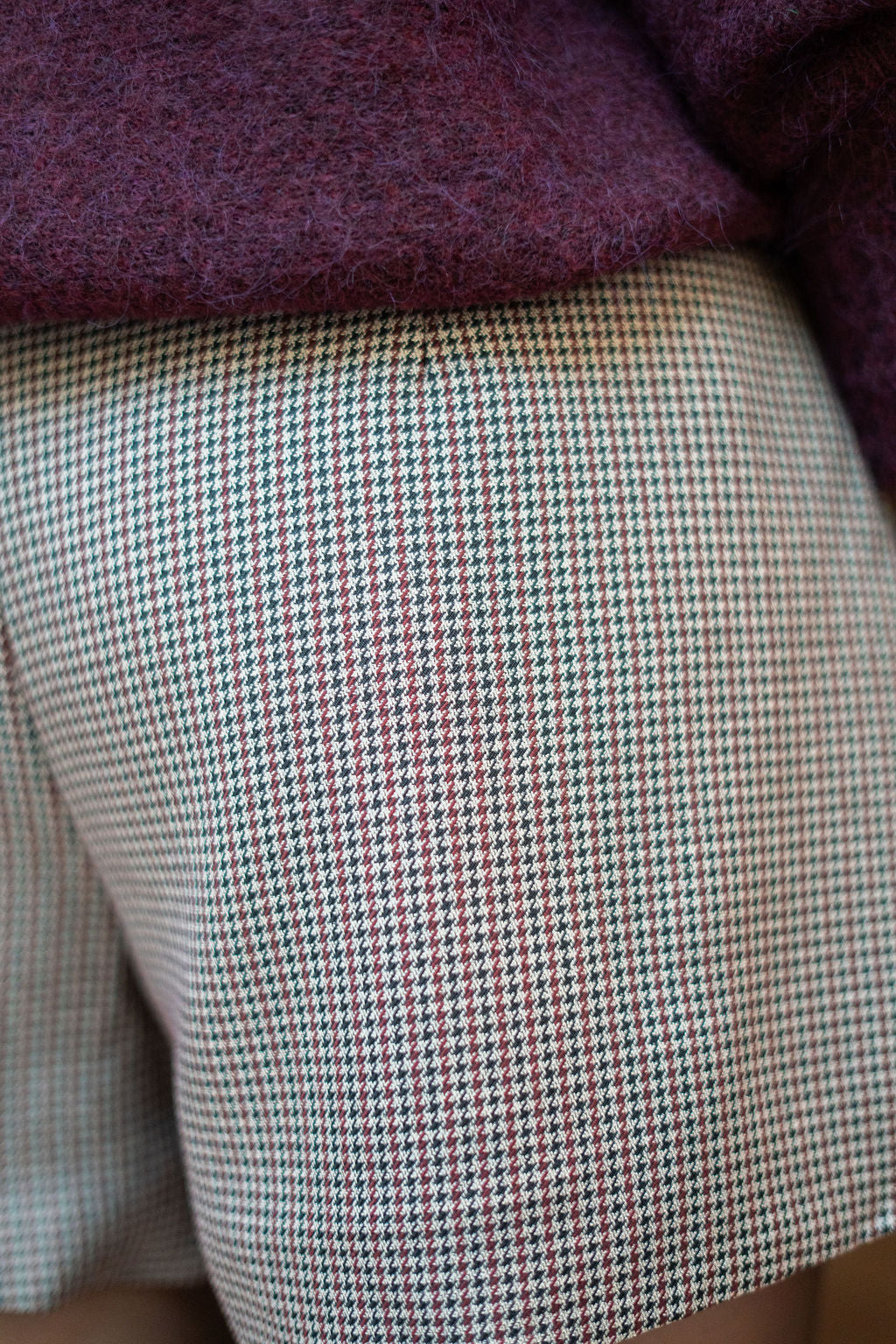 Geruite short bordeaux rood beige