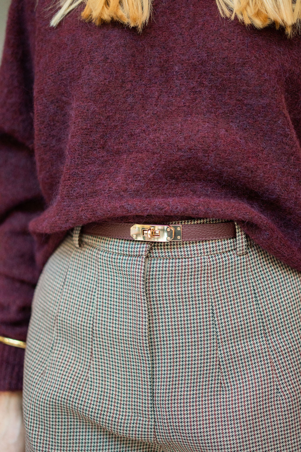 Leren verstelbare riem bordeaux rood