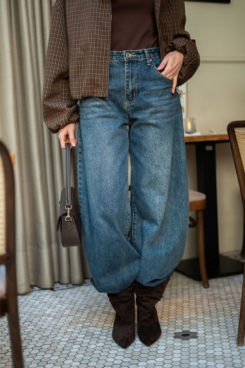 Baggy balloon jeans vintage donkerblauw