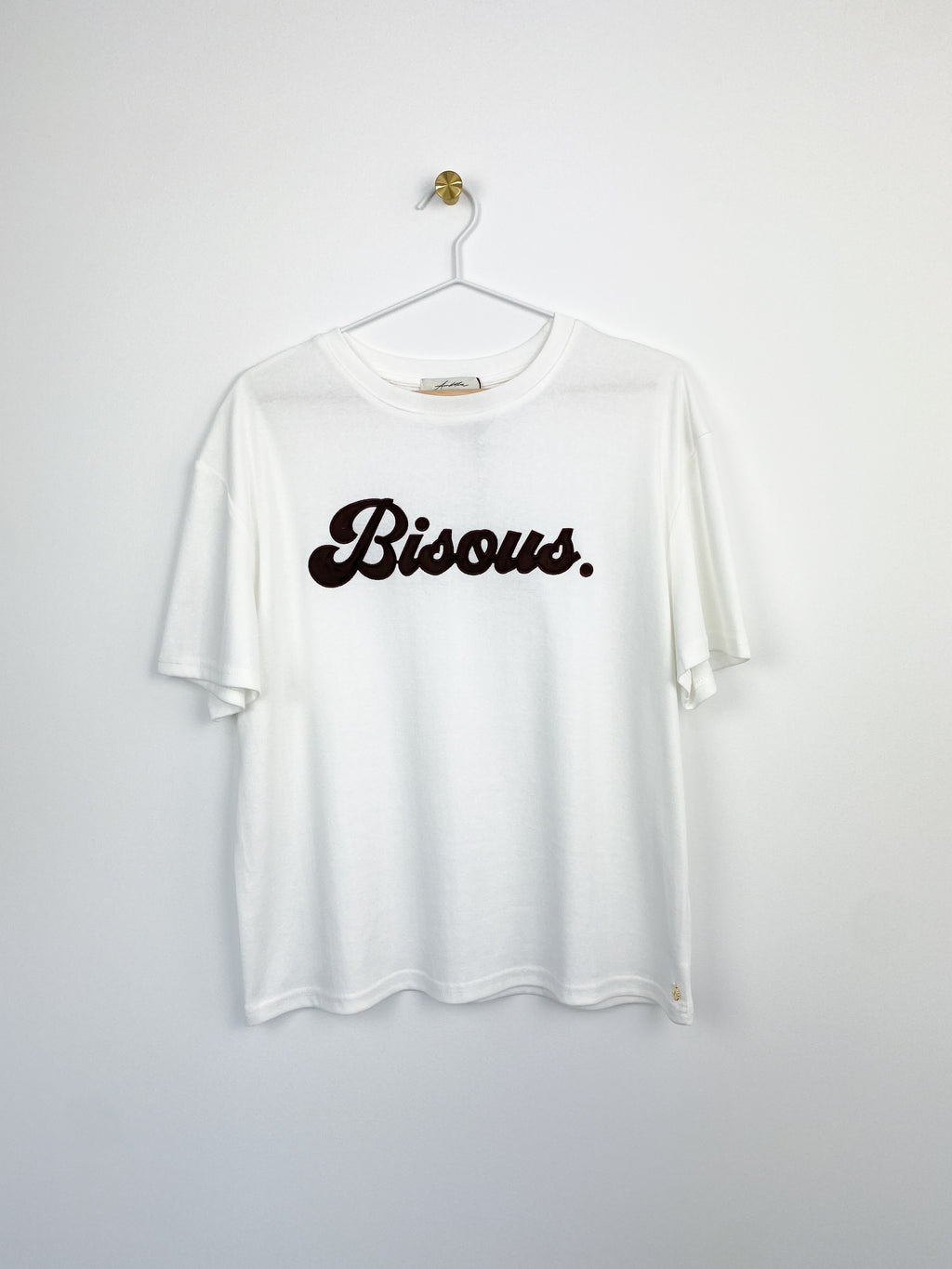 Bisous T-shirt | Wit & Bruin