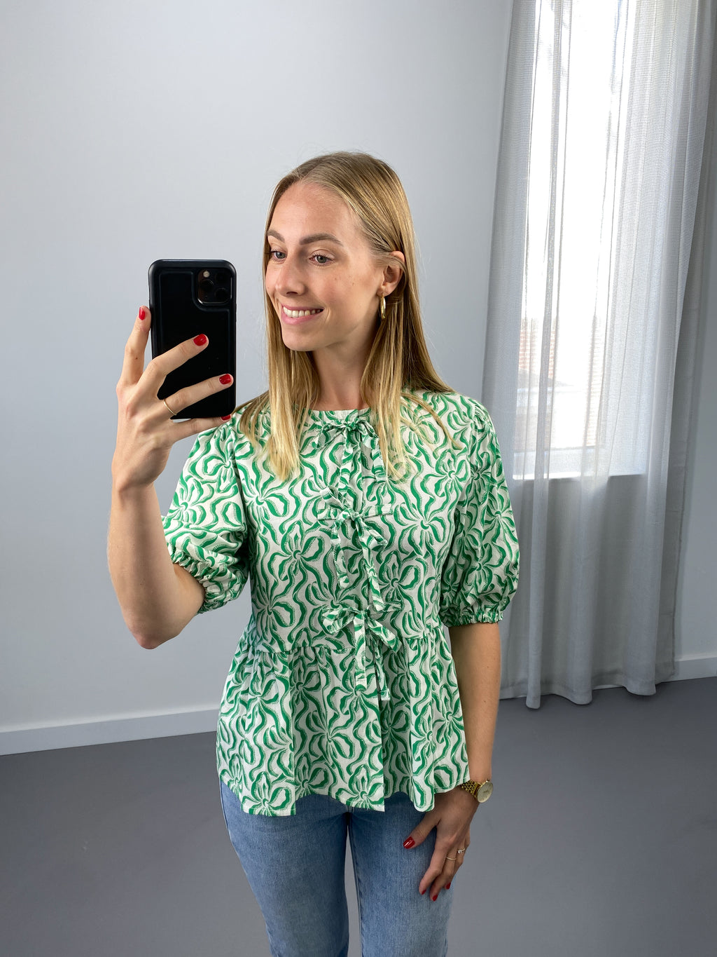 Amélie Blouse | Groen & Wit