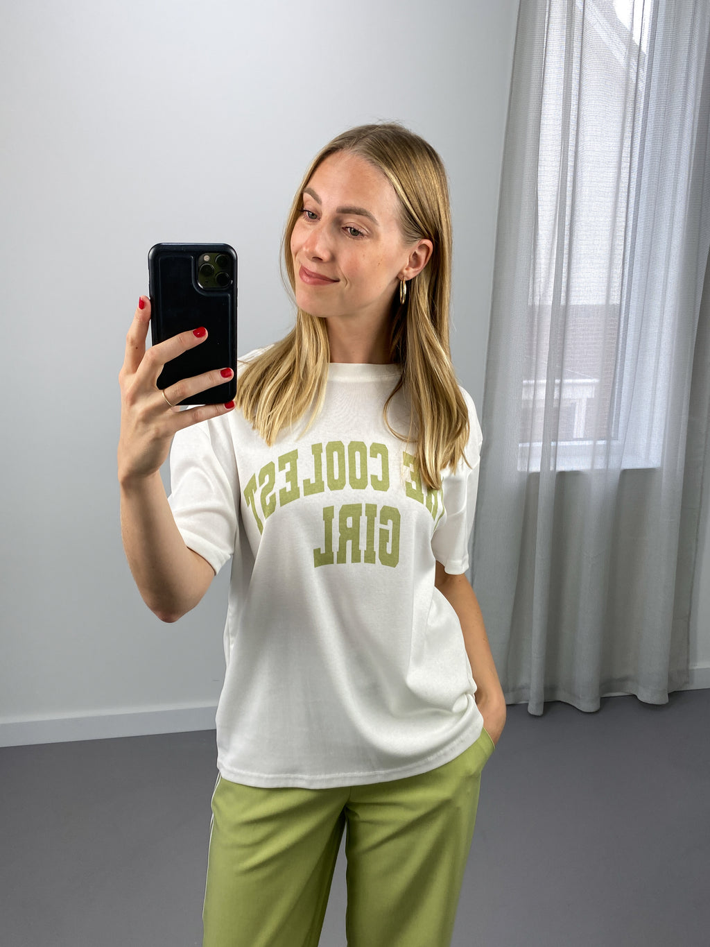 Coolest Girl T-shirt | Wit & Groen