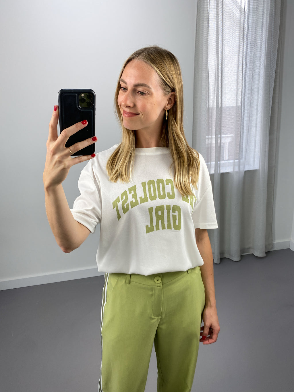 Coolest Girl T-shirt | Wit & Groen