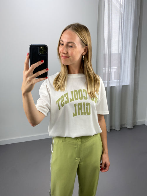 Coolest Girl T-shirt | Wit & Groen