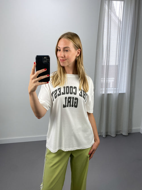 Coolest Girl T-shirt | Wit & Grijs
