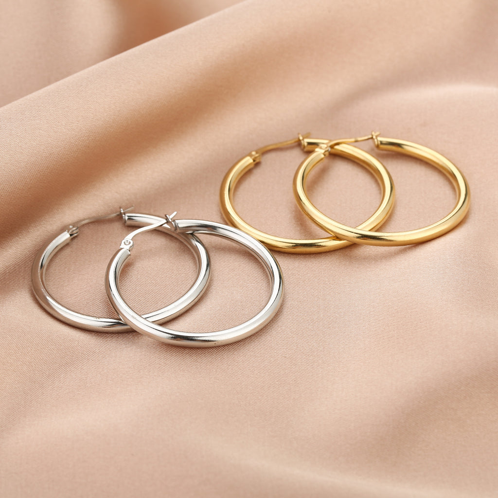 Hoops Oorbellen 35mm | Goud