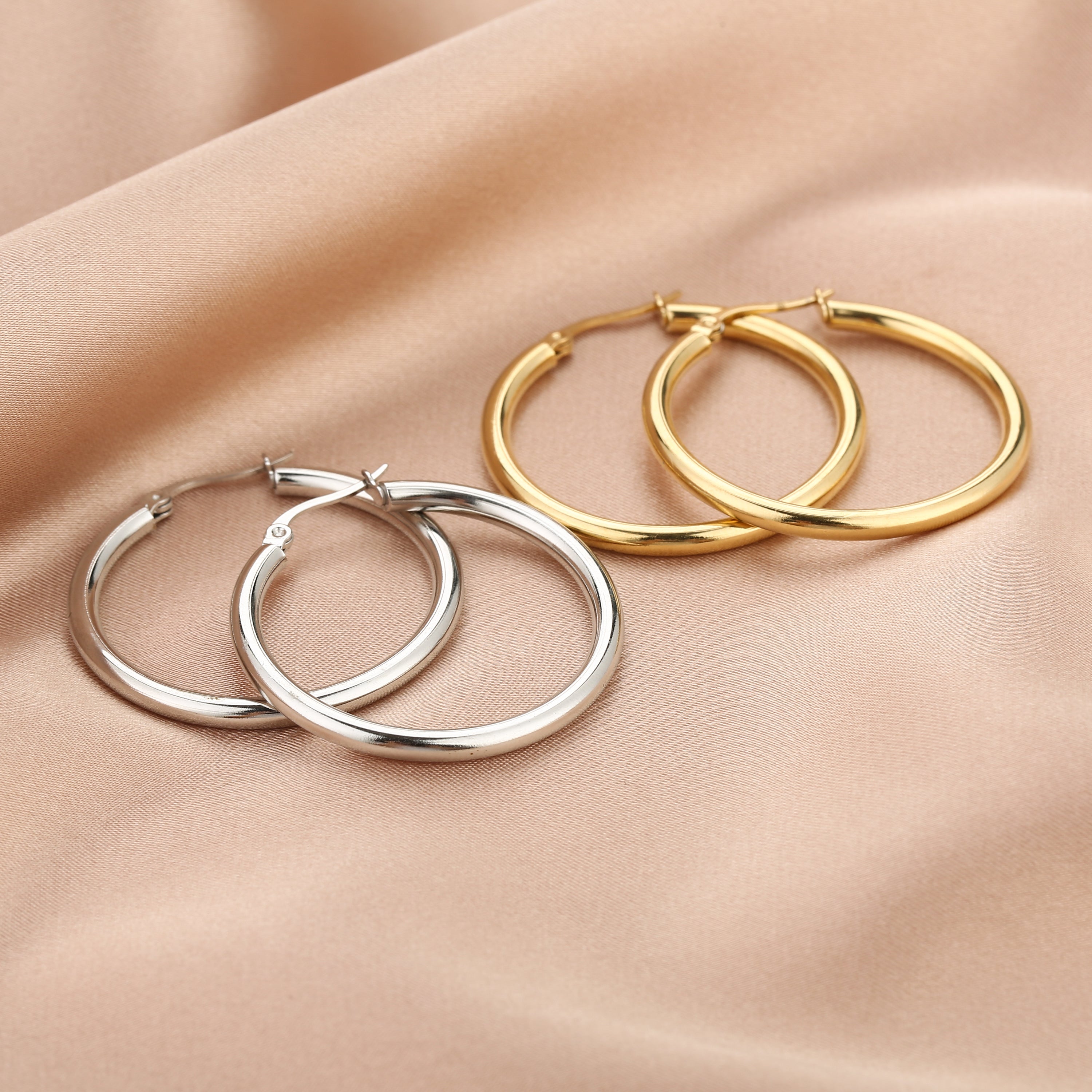 Hoops Oorbellen 35mm | Goud