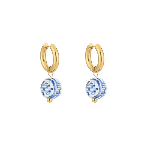 Delft Charm Oorbellen | Goud