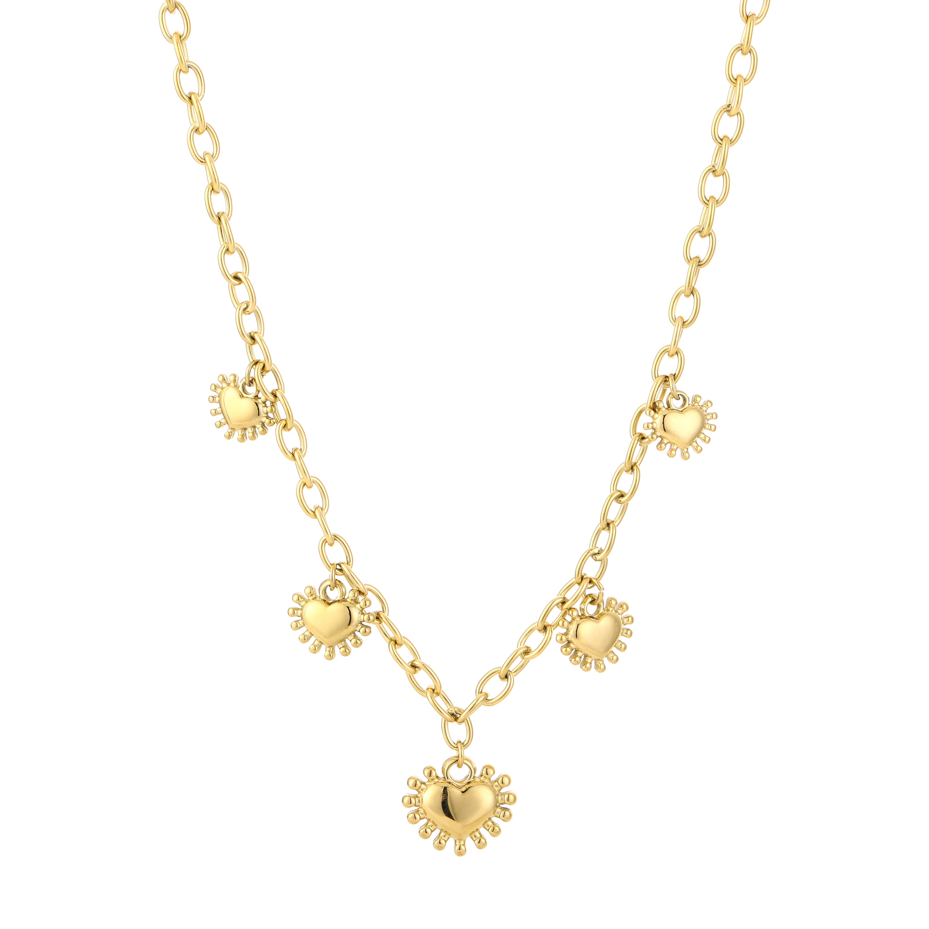 Schakelketting goud zon hart bedels