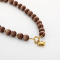 Ketting kralen stainless steel bruin beige