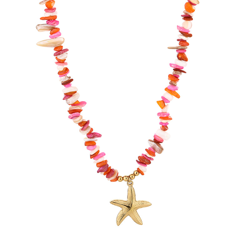 Ketting zeester stainless steel roze oranje wit goud