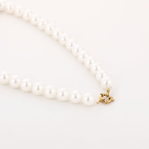 Parelketting stainless steel wit goud