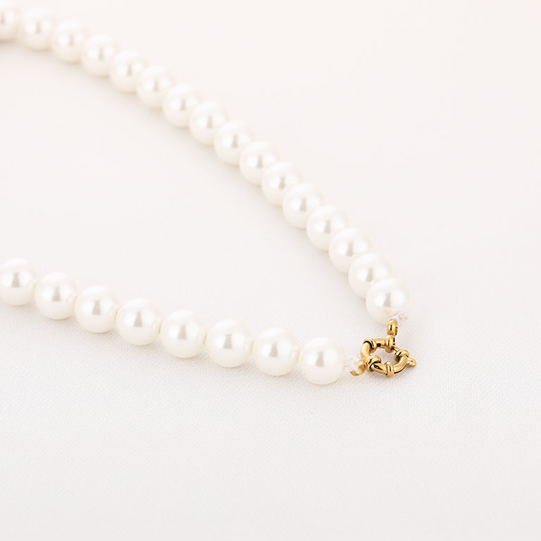 Parelketting stainless steel wit goud
